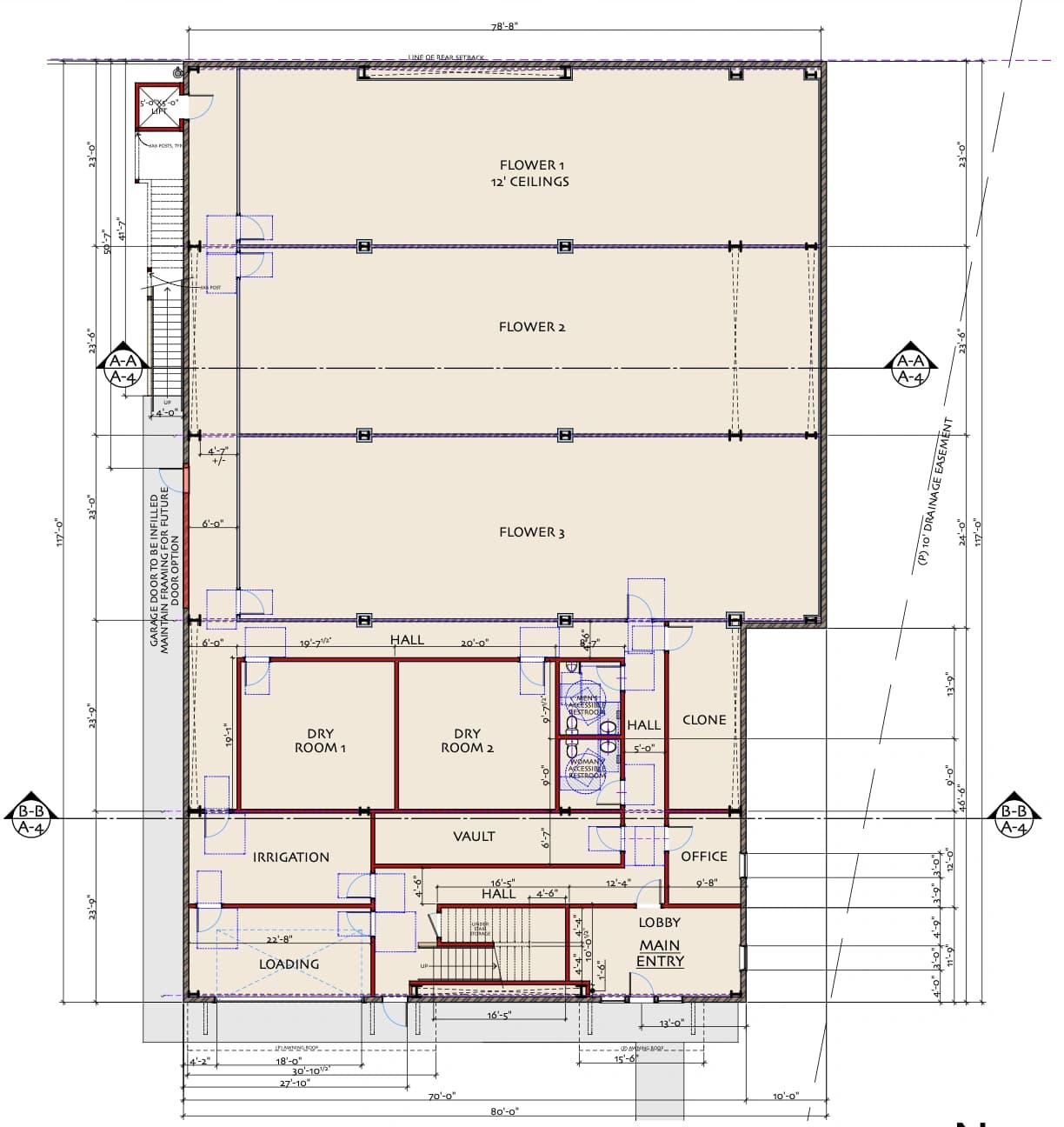 Floor plan for a multi-room cannabis cultivation facility